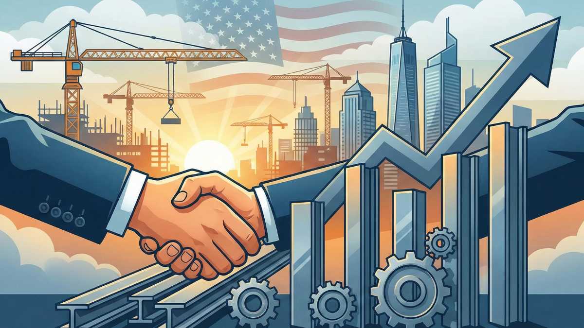 A handshake showing the construction industry growth
