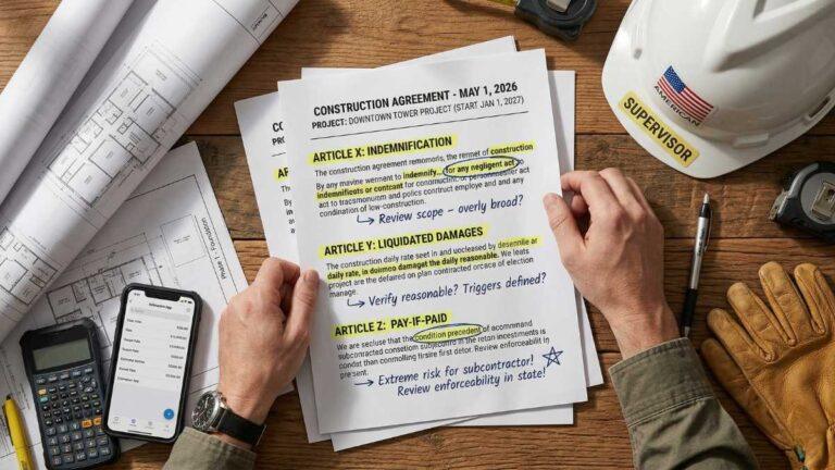 The most important construction contract clauses to review in the United States in 2026