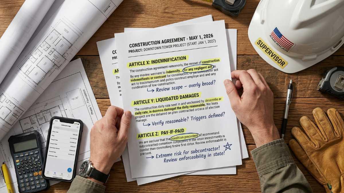 The most important construction contract clauses to review in the United States in 2026