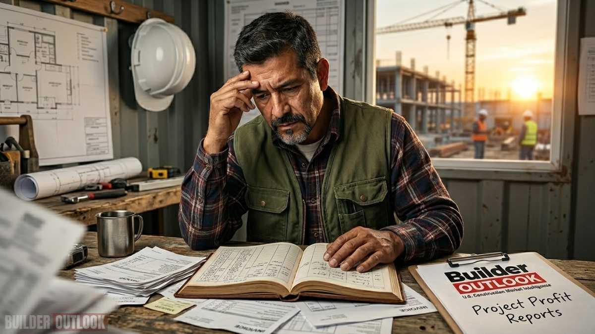 Builder in his office learning how to run a profitable construction company