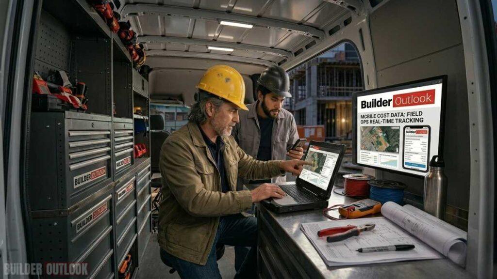 Workers in the middle of a high-level contractors control cost in real time