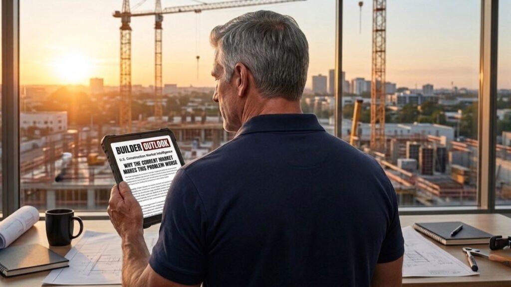 A buider reading the Builder Outlook Home Page for insights